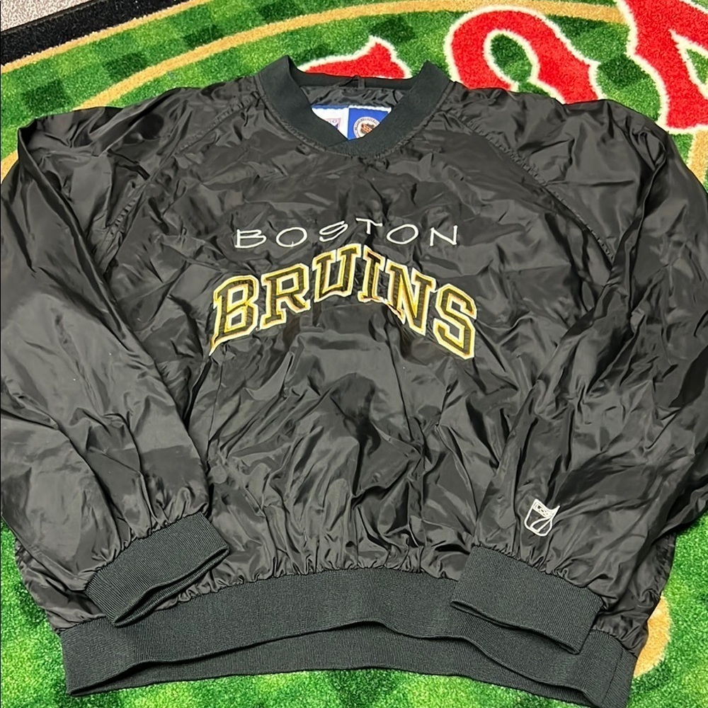 Logo 7 Mens Pullover Crewneck Boston Bruins Graphic Black Gold XL